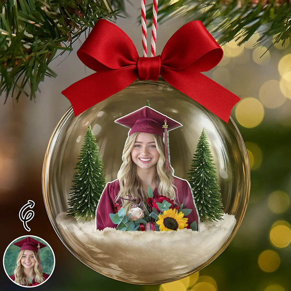 Christmas,Proud,Custom Photo,Graduation,Gift For Yourself,Remove BG Photo - Custom Photo Congrats Graduation Keepsake - Personalized 3D Acrylic Ball Ornament