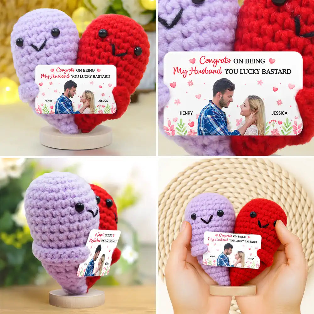Gift For Couples, Gift For Husband, Gift For Wife, Gift For Boyfriend, Gift For Girlfriend, Love - Custom Photo Congrats On Being My Husband - Personalized Doll Crochet With Custom Card