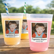 Gift For Women,Gift For Men,Graduation,Custom Photo,Happy,Gift For Yourself,Photo - Custom Photo Congratulations Graduate Vintage - Personalized Frosted Cups