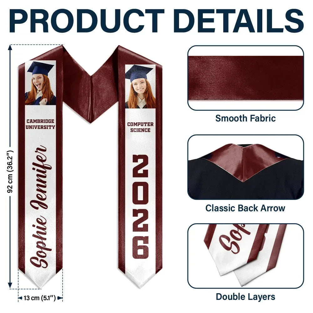 Gift For Yourself,Gift For Women,Gift For Men,Graduation,Happy - Custom Photo Congratulations Graduates - Personalised Stoles
