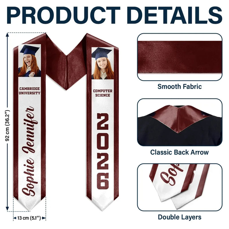 Gift For Yourself,Gift For Women,Gift For Men,Graduation,Happy - Custom Photo Congratulations Graduates - Personalised Stoles