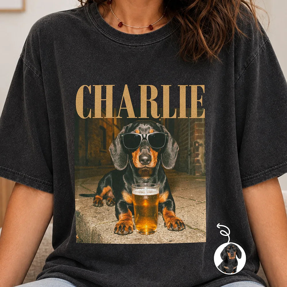 Custom Photo Cool Street Pet Lovers Vintage Portrait - Personalized Vintage Washed T Shirt