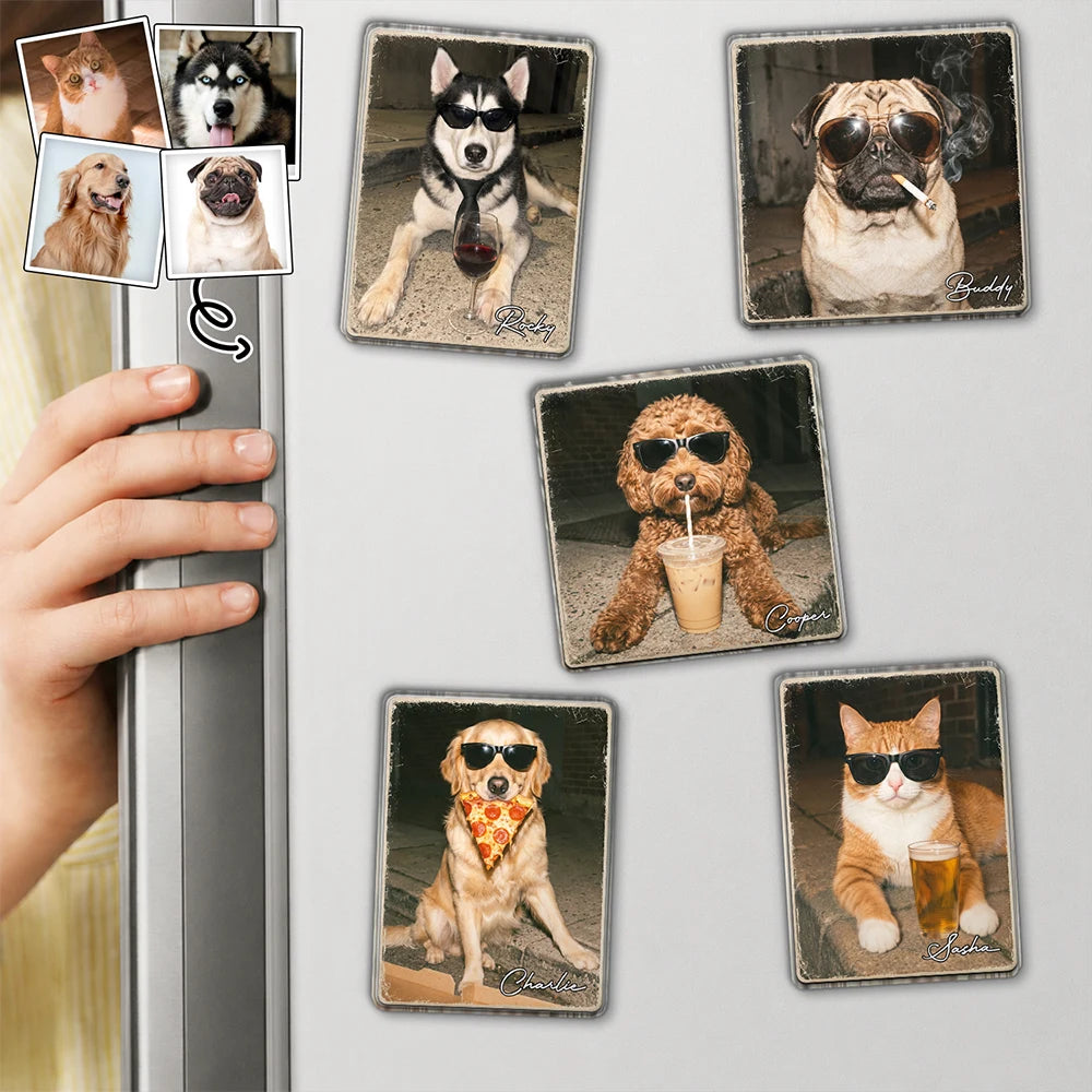 Custom Photo Cool Street Pet Pet Portrait - Personalized Acrylic Magnet - Custom Photo Cool Street Pet Pet Portrait - Personalized Acrylic Magnet
