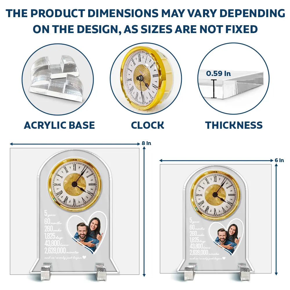 Gift For Couples, Old Couples, Custom Photo, Love - Custom Photo Couple Anniversary Counting Time Years Months Weeks - Personalized Acrylic Desk Clock