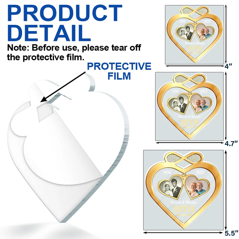 Gift For Couples,Old Couples,Gift For Husband,Gift For Wife,Gift For Boyfriend,Gift For Girlfriend,Wedding,Wedding Anniversary,Love,Anniversary,Christmas - Custom Photo Couple Anniversary Past And Present - Personalized Custom Shaped Acrylic Ornament