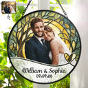 Gift For Couples, Married, Wedding, Engaged, Love - Custom Photo Couple Bride And Groom - Personalized Stained Glass Window Hanging Suncatcher