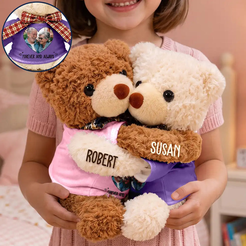Adorable,Custom Photo,Gift For Couples,Upload Full Photo - Custom Photo Couple I Love You Beary Much - Personalized Hugging Bear