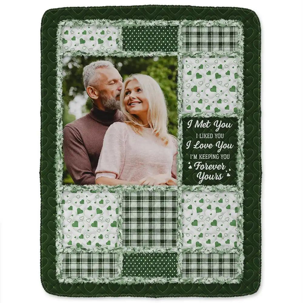Old Couples,Gift For Couples,Gift For Women,Gift For Men,Gift For Husband,Gift For Wife,Gift For Boyfriend,Gift For Girlfriend,Custom Photo,Love,Christmas - Custom Photo Couple I Met You I Liked You I Love You - Personalized Fleece Blanket, Sherpa Blanket