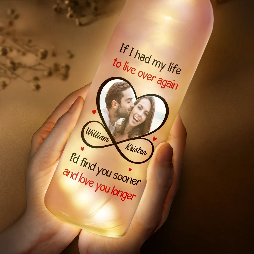 Gift For Couples,Old Couples,LGBT,Gift For Women,Gift For Men,Love,Gift For Wife,Gift For Husband,Gift For Boyfriend,Gift For Girlfriend,Custom Photo - Custom Photo Couple I'd Find You Sooner And Love You Longer - Personalized Bottle Light