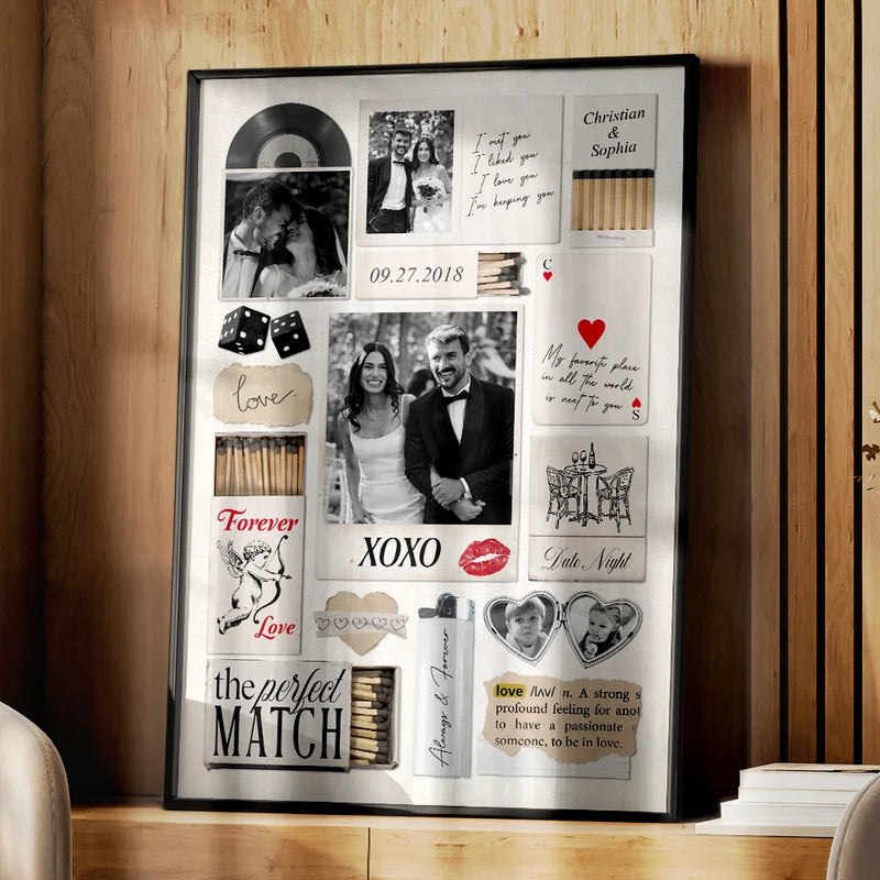 Custom Photo,Gift For Couples,Gift For Husband,Gift For Wife,Gift For Boyfriend,Gift For Girlfriend,Love - Custom Photo Couple Love Journey Matchbox Inspired - Personalized Poster