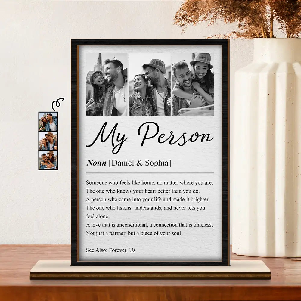 Custom Photo Couple My Person Definition - Personalized Custom Shaped 2-Layered Wooden Plaque