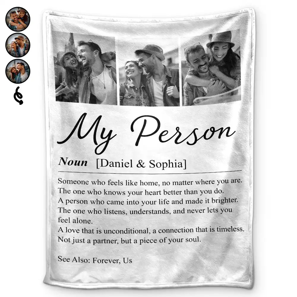 Custom Photo,Gift For Couples,LGBT,Old Couples,Gift For Women,Gift For Men,Gift For Husband,Gift For Wife,Gift For Boyfriend,Gift For Girlfriend,Love - Custom Photo Couple My Person Definition - Personalized Fleece Blanket, Sherpa Blanket