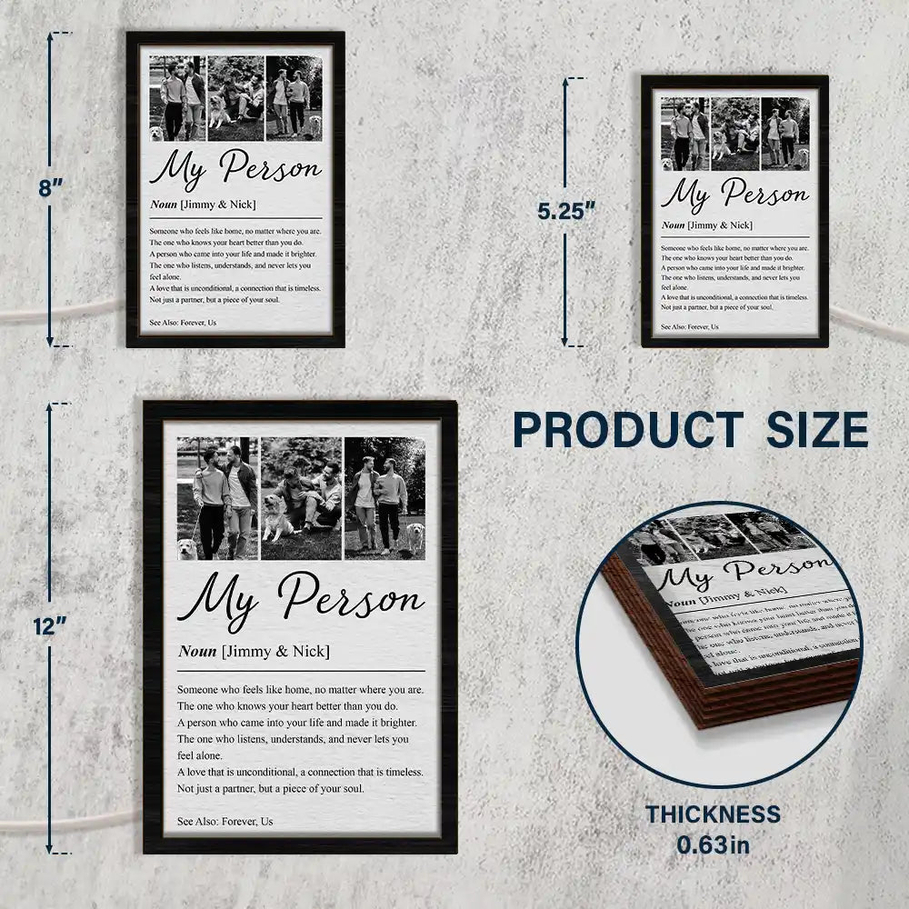 Custom Photo,Gift For Couples,LGBT,Old Couples,Gift For Women,Gift For Men,Gift For Husband,Gift For Wife,Gift For Boyfriend,Gift For Girlfriend,Love - Custom Photo Couple My Person Definition - Personalized LED Light Wooden Plaque