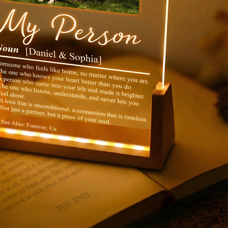 Custom Photo,Gift For Couples,LGBT,Old Couples,Gift For Women,Gift For Men,Gift For Husband,Gift For Wife,Gift For Boyfriend,Gift For Girlfriend,Love - Custom Photo Couple My Person Definition - Personalized Night Light