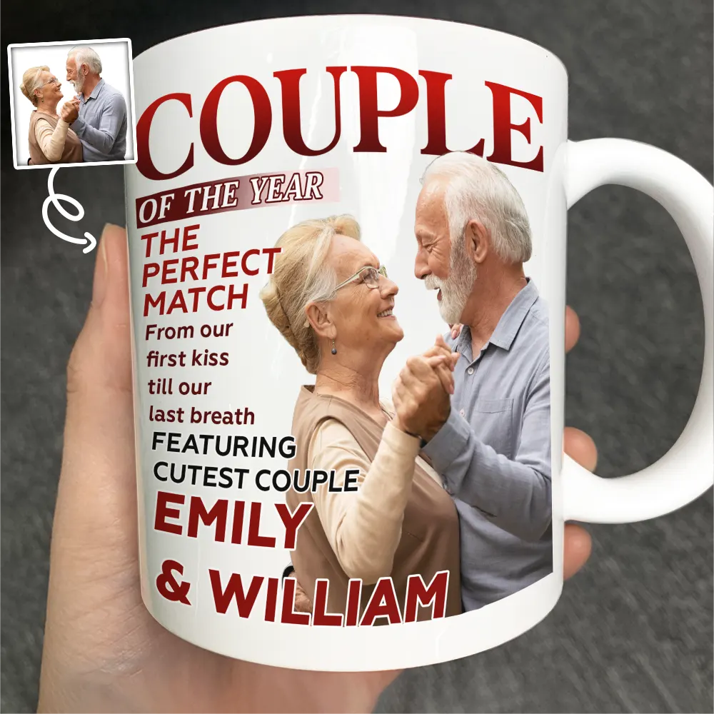 Gift For Couples, Old Couples, Gift For Husband, Gift For Wife, Love, Custom Photo - Custom Photo Couple Of The Year Magazine - Personalized Mug
