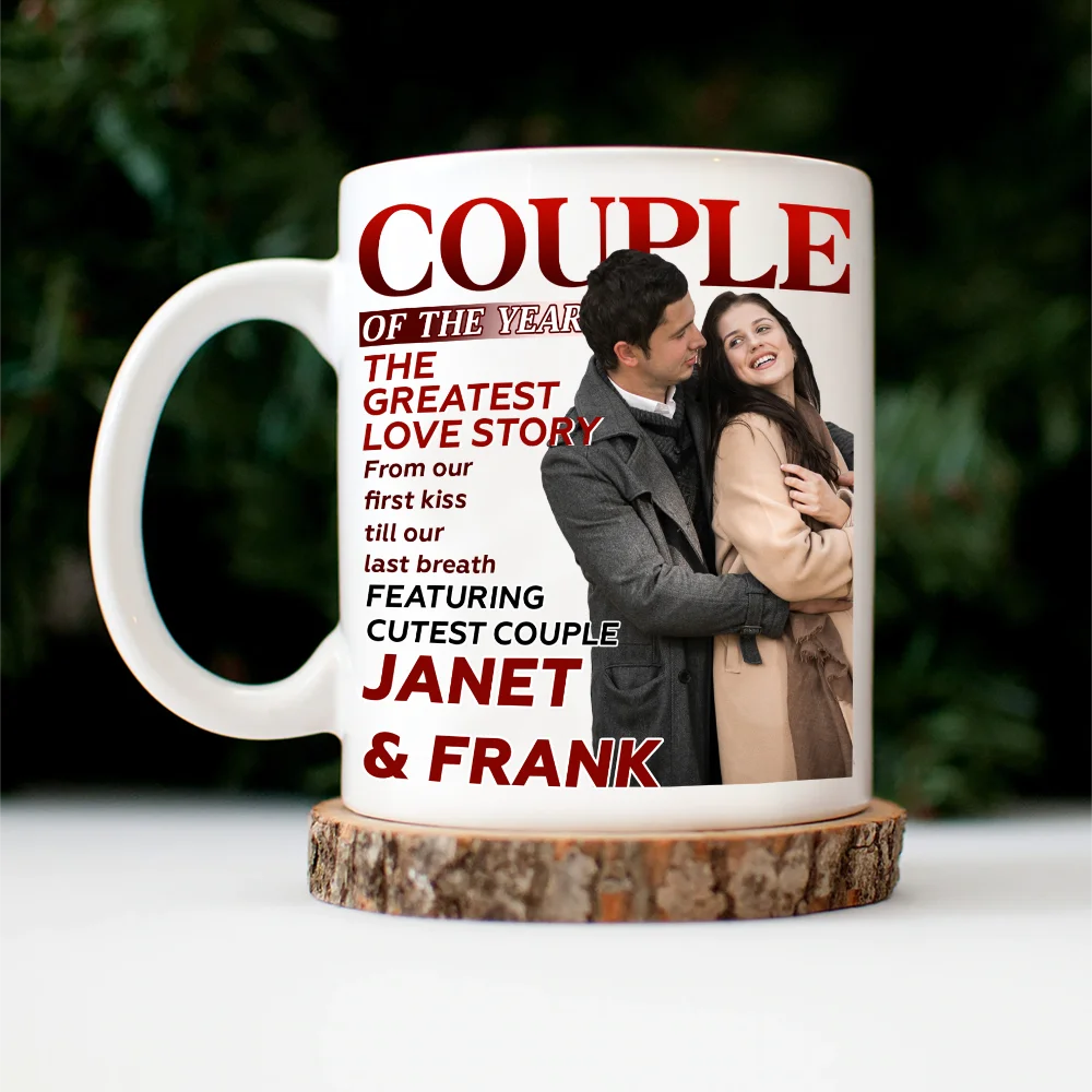 Gift For Couples, Old Couples, Gift For Husband, Gift For Wife, Love, Custom Photo - Custom Photo Couple Of The Year Magazine - Personalized Mug