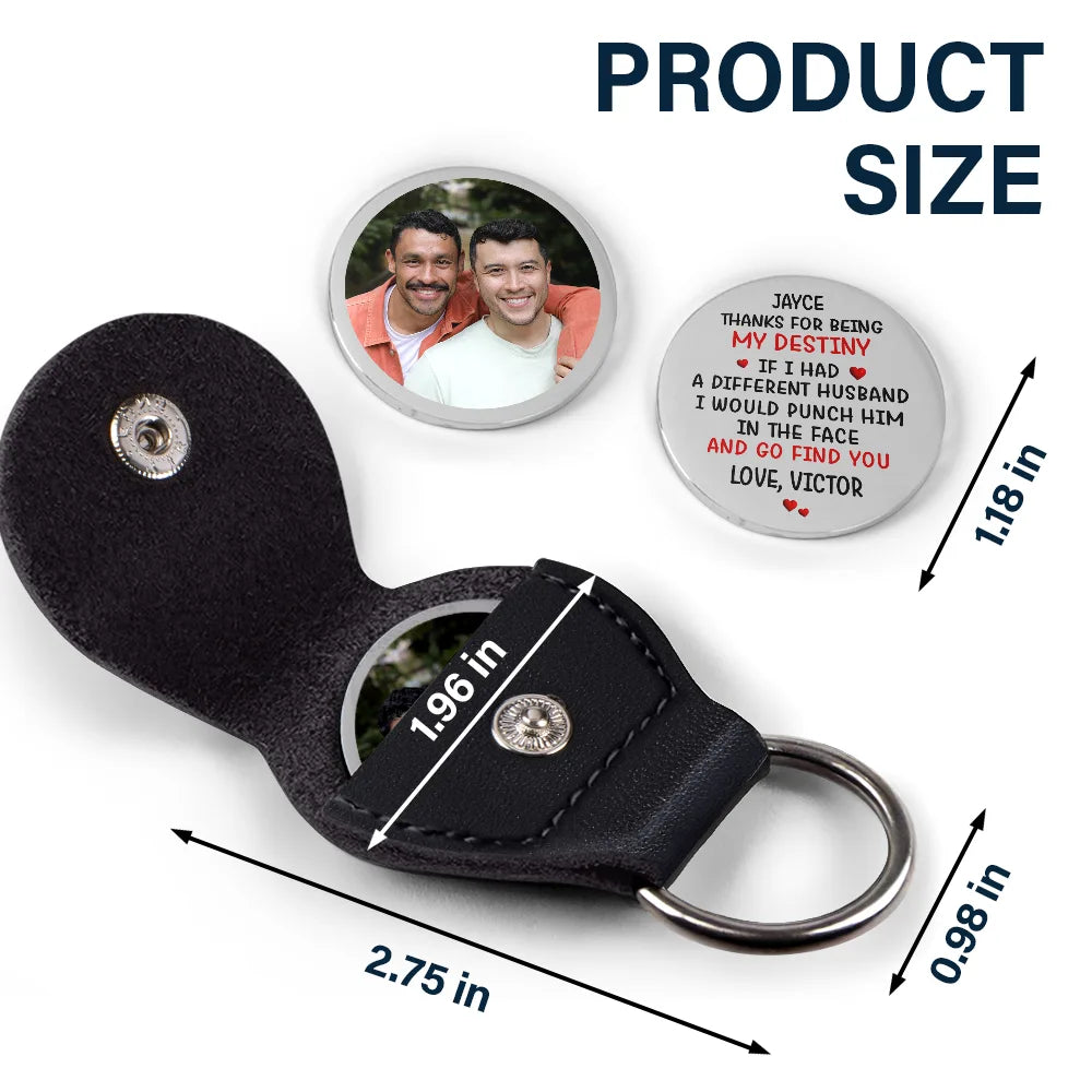 Gift For Couples, Gift For Husband, Love, Gift For Boyfriend - Custom Photo Couple Thanks For Being My Husband - Personalized Leather Pocket Hug