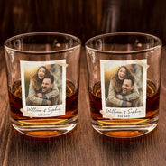 Gift For Couples,Old Couples,Gift For Husband,Gift For Wife,Gift For Boyfriend,Gift For Girlfriend,LGBT,Love - Custom Photo Couple Vintage Polaroid - Personalized Whiskey Glass