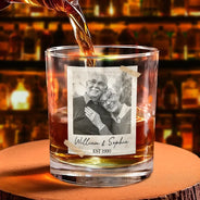 Gift For Couples,Old Couples,Gift For Husband,Gift For Wife,Gift For Boyfriend,Gift For Girlfriend,LGBT,Love - Custom Photo Couple Vintage Polaroid - Personalized Whiskey Glass
