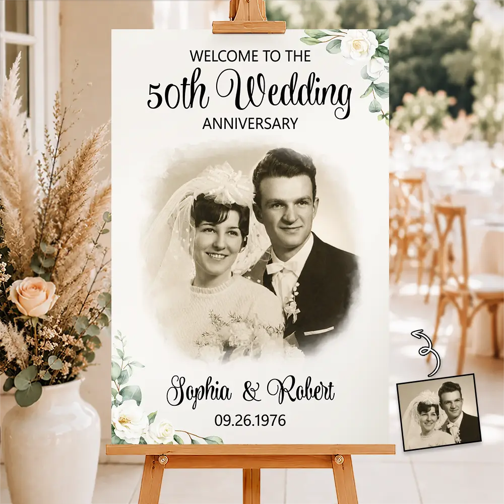 Gift For Couples, Married Couple, Custom Photo, Wedding Anniversary, Romantic, Upload Full Photo - Custom Photo Couple Wedding Anniversary - Personalized Poster