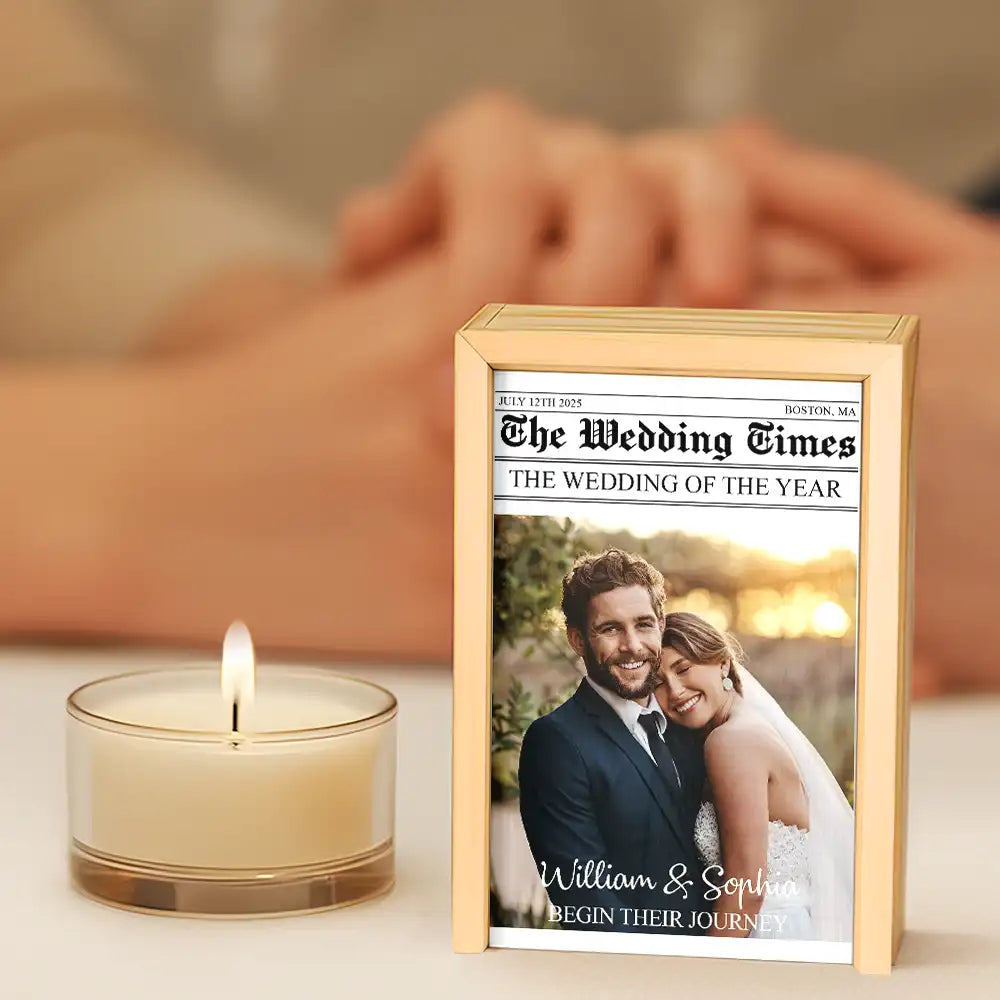 Gift For Couples,Old Couples,Wedding,Wedding Anniversary,Love - Custom Photo Couple Wedding Anniversary - Personalized Wooden Matchbox