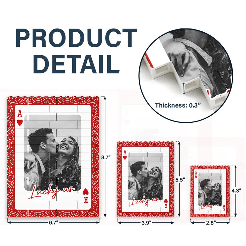Custom Photo,Gift For Couples,Top Market,Romantic,Upload Full Photo - Custom Photo Couples How Lucky Are We - Personalized Vertical Rectangle Building Brick Blocks