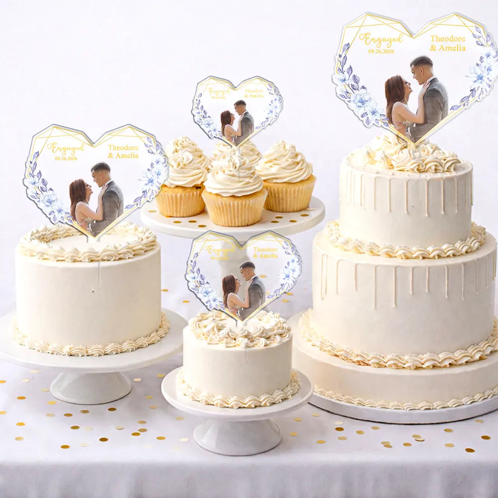 Custom Photo,Romantic,Gift For Couples,Wedding,Remove BG Photo - Custom Photo Couples Married Engaged - Personalized Acrylic Cake Topper