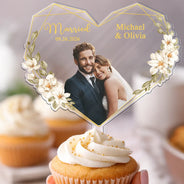 Custom Photo,Romantic,Gift For Couples,Wedding,Remove BG Photo - Custom Photo Couples Married Engaged - Personalized Acrylic Cake Topper