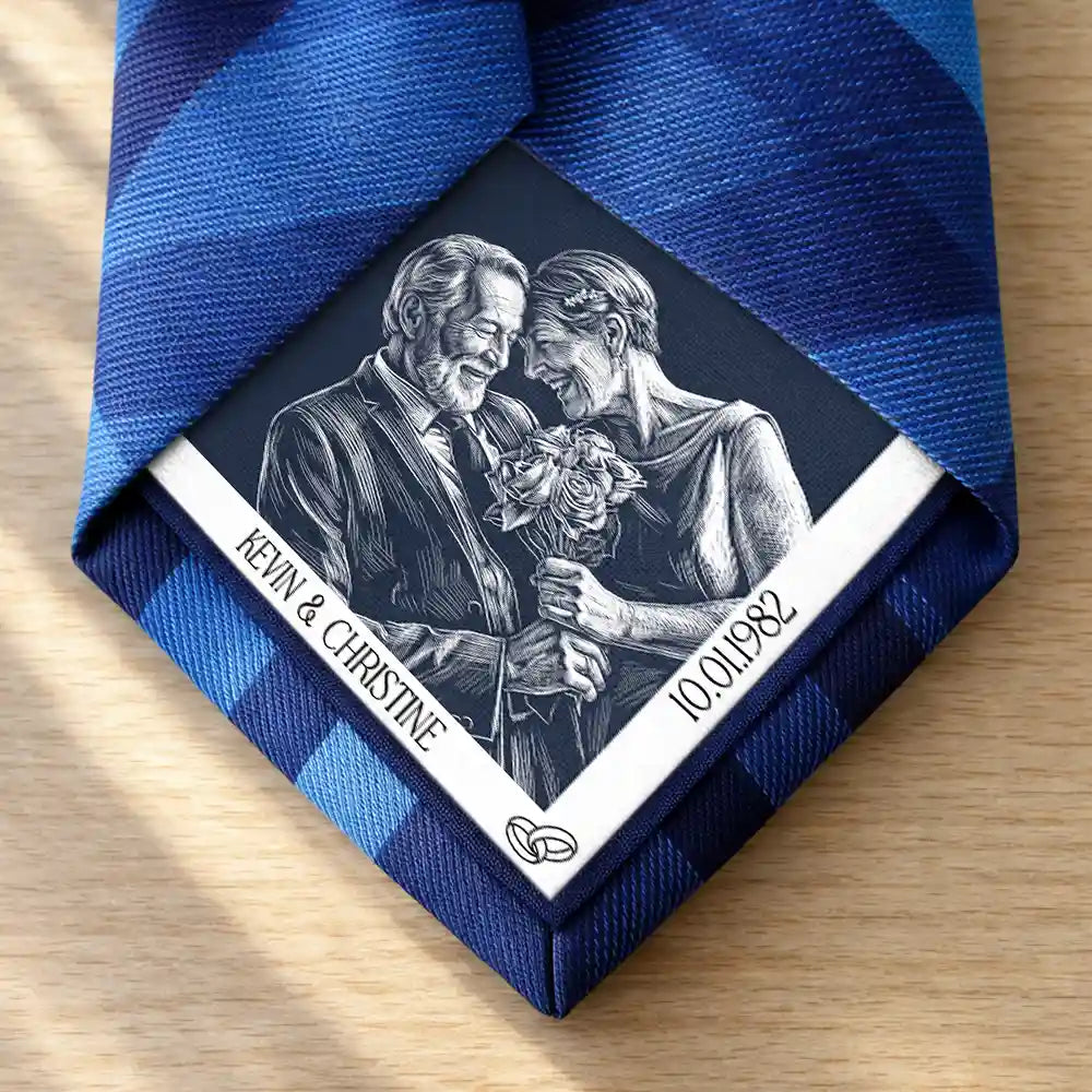 Gift For Couples, Married Couple, Custom Photo, Wedding, Romantic, Remove BG Photo - Custom Photo Couples Wedding Engaged Bachelor Party - Personalized Fabric Tie Patch