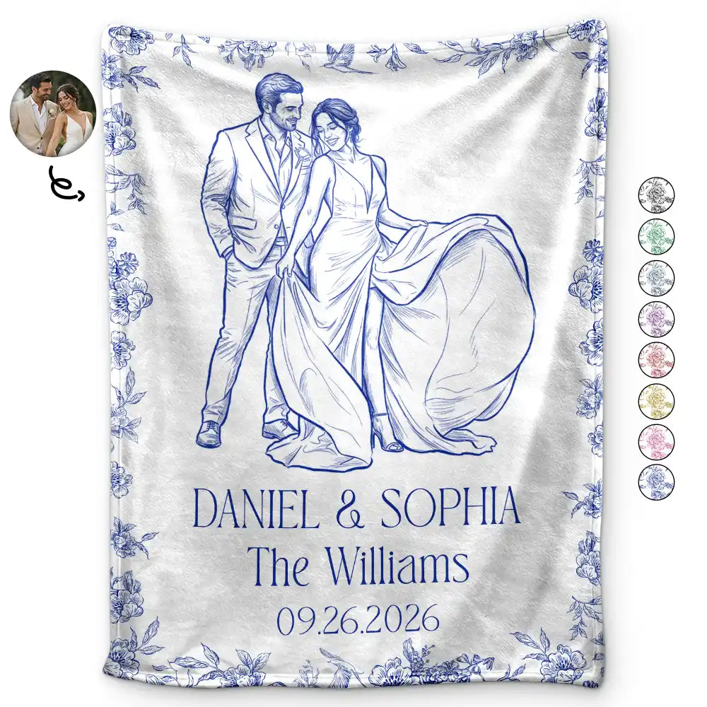 Custom Photo Couples Wedding Engaged Bachelor Party - Personalized Fleece Blanket, Sherpa Blanket