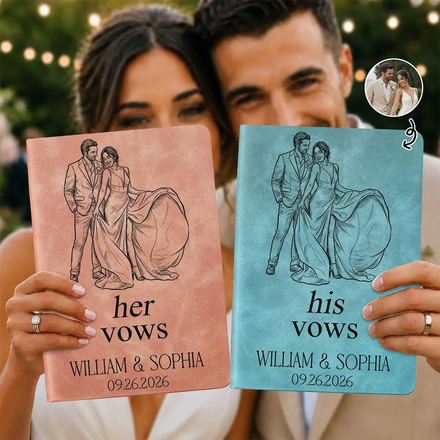 Custom Photo Couples Wedding Engaged Bachelor Party - Personalized Leather Journal