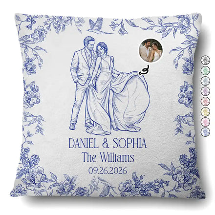 Custom Photo Couples Wedding Engaged Bachelor Party - Personalized Pillow