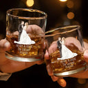 Gift For Couples, Married Couple, Custom Photo, Art Design, Wedding, Romantic, Photo - Pencil Sketch - White BG - Custom Photo Couples Wedding Engaged Bachelor Party - Personalized Whiskey Glass