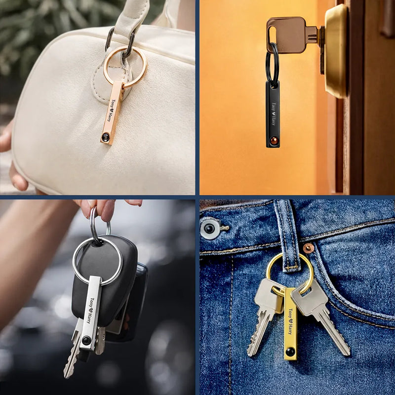 Gift For Couples,Old Couples,Gift For Husband,Gift For Wife,Gift For Boyfriend,Gift For Girlfriend,Love - Custom Photo Couples With Names - Personalized Photo Projection Keychain