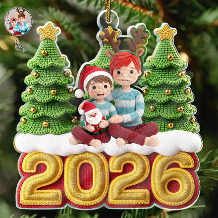 Custom Photo Crochet Doll Effect Kids - Personalized Custom Shaped Acrylic Ornament
