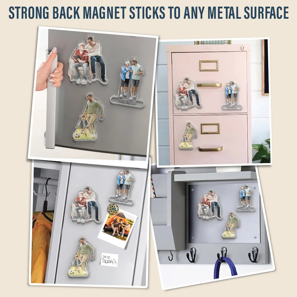 Gift For Husband, Gift For Father, Family, Love - Custom Photo Best Dad Ever - Personalized Acrylic Fridge Magnet