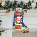 Christmas,Gift For Kids,Non-Eng - Custom Photo Cute Santa In Chimney - Personalized Christmas Stocking