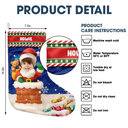 Christmas,Gift For Kids,Non-Eng - Custom Photo Cute Santa In Chimney - Personalized Christmas Stocking