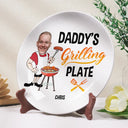 Gift For Father,Grilling - Custom Photo Daddy's Grilling Plate - Personalized Ceramic Plate
