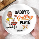 Gift For Father,Grilling - Custom Photo Daddy's Grilling Plate - Personalized Ceramic Plate