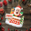Christmas, Gift For Kids, Funny - Custom Photo Cute Baby Santa In The Chimney - Personalized Custom Shaped Acrylic Ornament