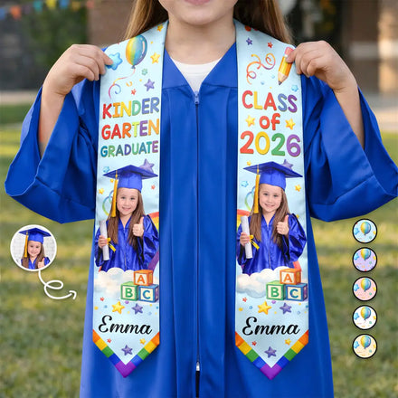 Custom Photo Cute Graduation Kid Rainbow - Personalized Kid Graduation Stole