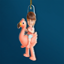 Gift For Kids, Gift For Grandkids, Photo Hobby Ornament, Custom Photo, Funny, Christmas - Custom Photo Cute Kid Flamigo Unicorn - Personalized Acrylic Photo Ornament