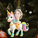 Gift For Kids, Gift For Grandkids, Photo Hobby Ornament, Custom Photo, Funny, Christmas - Custom Photo Cute Kid Flamigo Unicorn - Personalized Acrylic Photo Ornament