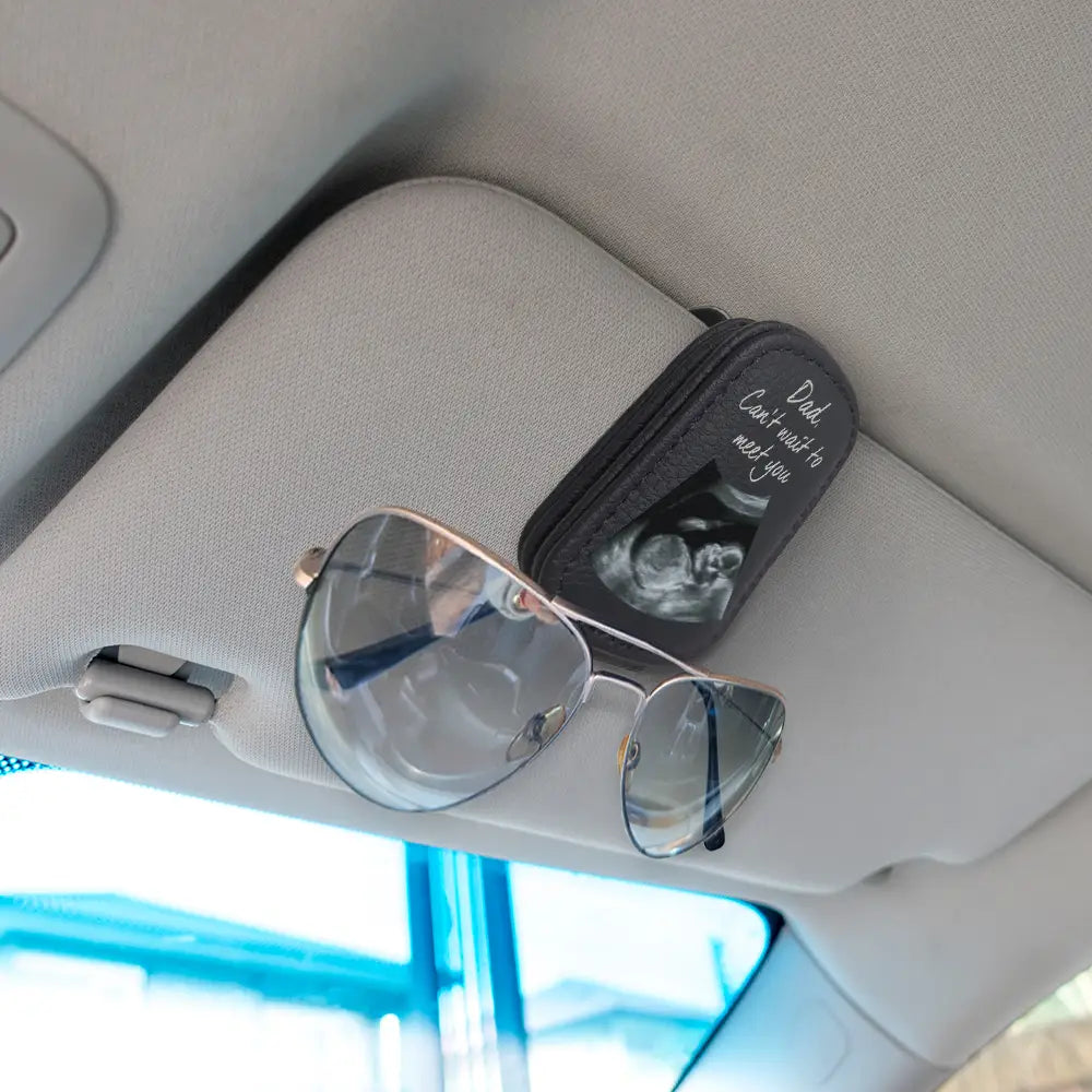 Expecting Dad,Custom Photo,Happy - Custom Photo Dad-to-be Now You Can Carry Me Too Expecting Dad - Personalized Sunglasses Holder For Car Visor