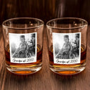 Custom Photo,Gift For Father,Gift For Grandpa,Non-Eng,Photo,Proud - Custom Photo Dad Est Grandpa Dad - Personalized Whiskey Glass