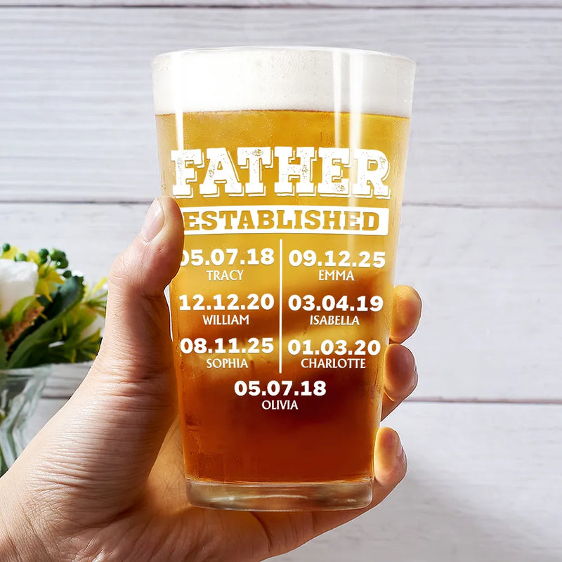 Gift For Husband,Gift For Grandpa,Gift For Father - Custom Photo Dad Established Funny Kid - Personalized Beer Glass