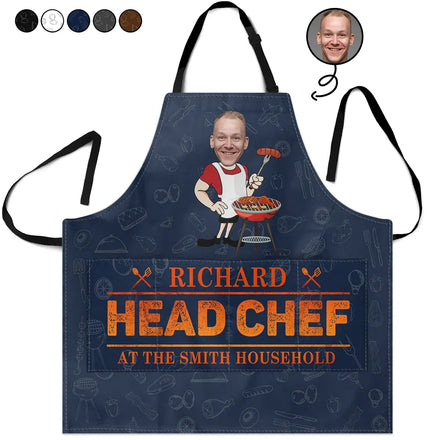 Custom Photo Dad Head Chef - Personalized Apron