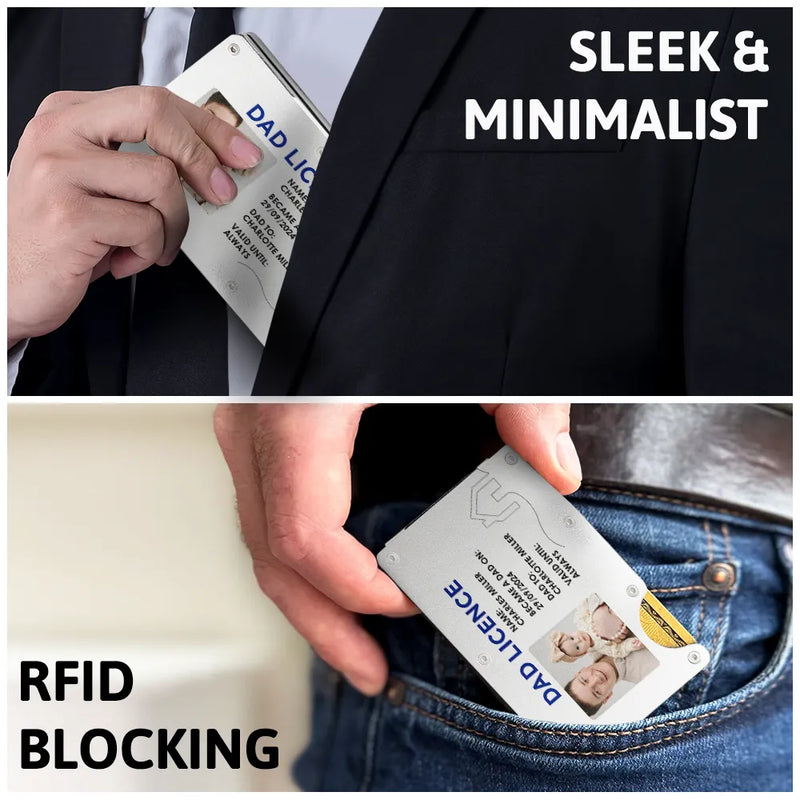 Gift For Husband, Gift For Father, New Dad, Funny, Happy - Custom Photo Dad License - Personalized Card Wallet With Money Clip