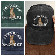 Gift For Father,Gift For Husband,Dog Dad,Cat Dad,Pet Lovers,Pet Dad,Funny - Custom Photo Dad Of A Spoiled Dog - Personalized Vintage Washed Denim Cap